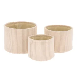TENDANCE Accessori Bagno-Set di 3 cesti portaoggetti in velluto a coste (H16 cm) Louise