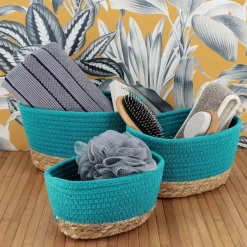 TENDANCE Accessori Bagno|Cesti E Scatole-Set di 3 cesti portaoggetti Timeless caraibi