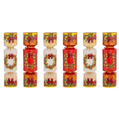 JJA Decorazione Da Tavola-Set di 6 crackers natalizi Festività Rosso e Bianco