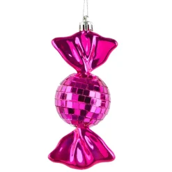 KAEMINGK Addobbi Natalizi-Set di 3 Decorazioni Natalizie da appendere in Schiuma (H12 cm) Caramelle Disco Rosa