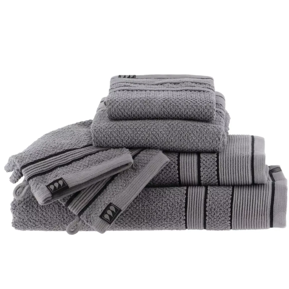 Set di due guanti in spugna di cotone Black Line Grigio / nero