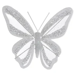 KAEMINGK Addobbi Natalizi-Set di 2 Farfalle su pinza (H14 cm) Sogno d'inverno
