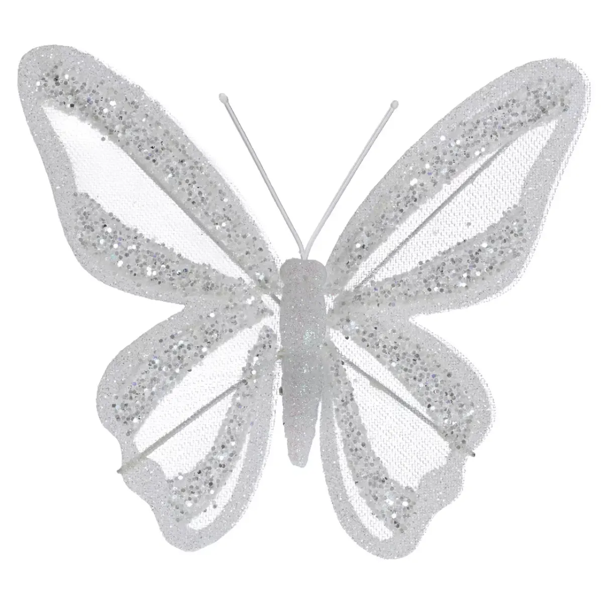 KAEMINGK Addobbi Natalizi-Set di 2 Farfalle su pinza (H14 cm) Sogno d'inverno