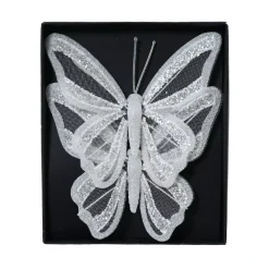 KAEMINGK Addobbi Natalizi-Set di 2 Farfalle su pinza (H14 cm) Sogno d'inverno
