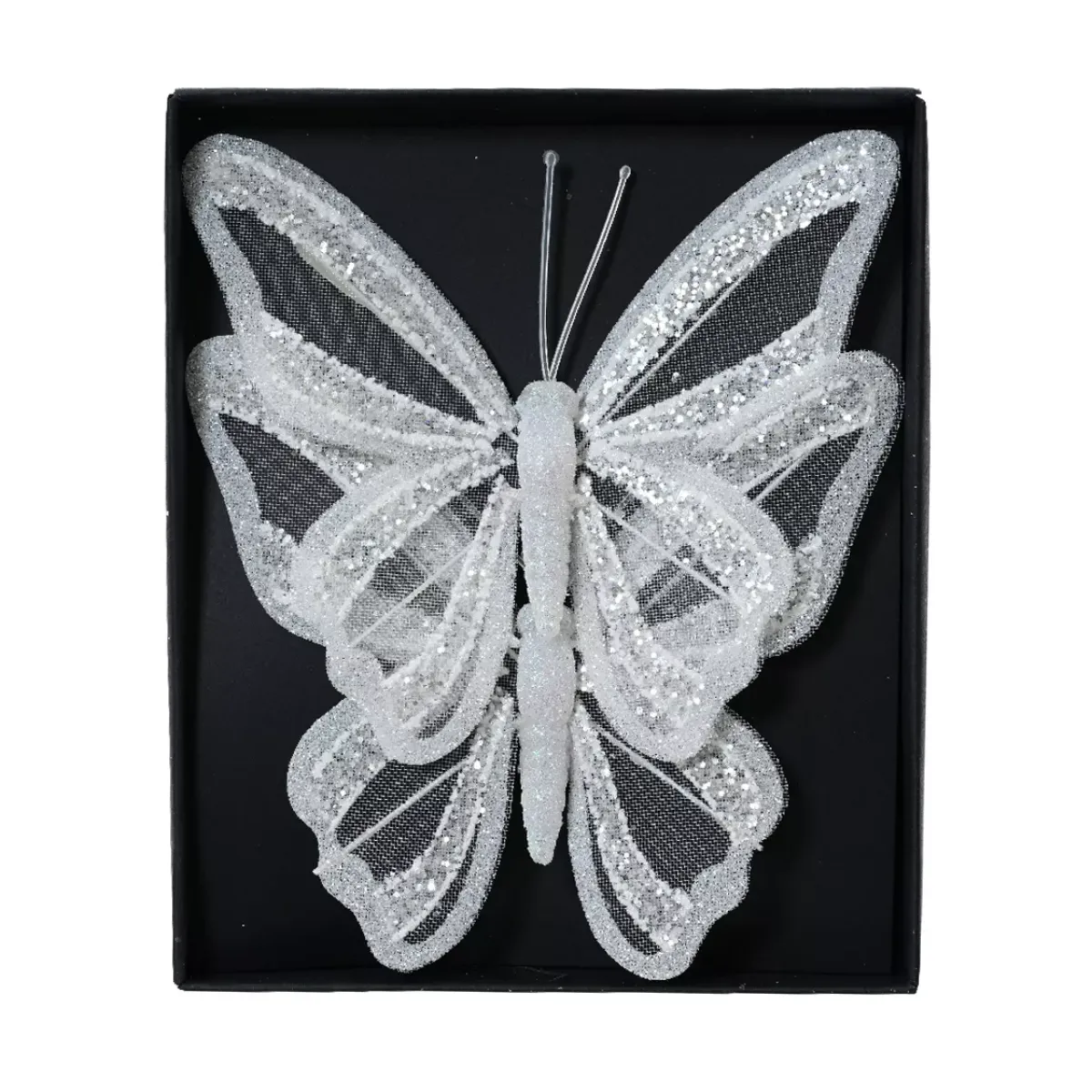 KAEMINGK Addobbi Natalizi-Set di 2 Farfalle su pinza (H14 cm) Sogno d'inverno