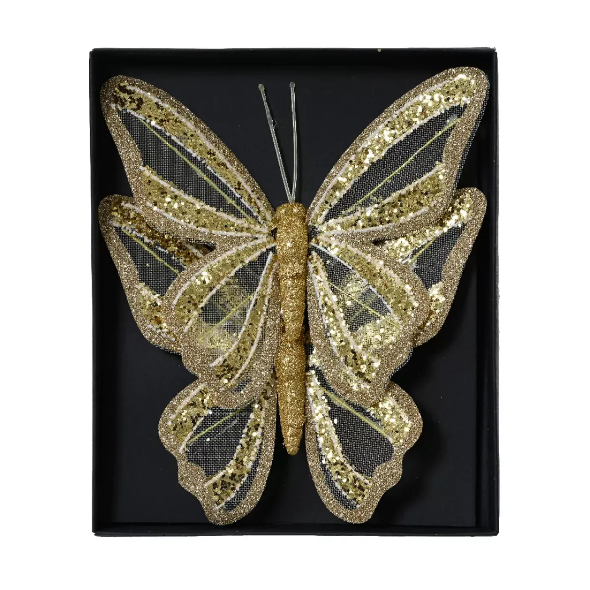 KAEMINGK Addobbi Natalizi-Set di 2 Farfalle su pinza (H14 cm) Sogno