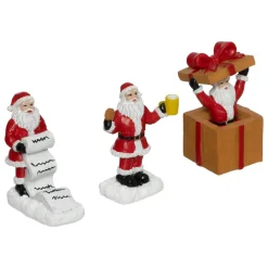 FEERIC LIGHTS Personaggi E Accessori Per Villaggio-Set di 3 figurine per villaggio (H7 cm) Babbo Natale Pazzo