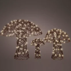 KAEMINGK Oggetti Decorativi E Illuminati|Decorazioni E Oggetti Natalizi-Set di 3 funghi luminosi 260 Micro LED (H45 cm) Resina intrecciata /Bianco caldo