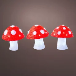 EMINZA Oggetti Decorativi E Illuminati-Set di 3 funghi luminosi solari (H18 cm) Mushy