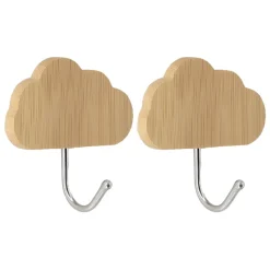TENDANCE Contenitori Bagno-Set di 2 ganci adesivi 3M bambù (H6 cm) Nuvola