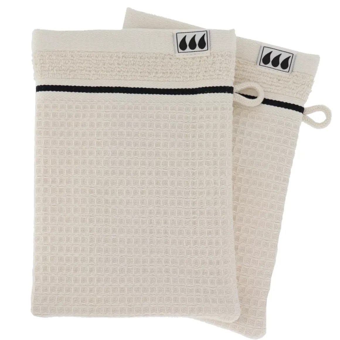 Set di 2 guanti da bagno cotone nido d'ape (15 x 21 cm) Japandi Beige