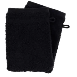 Set di 2 guanti da bagno in cotone (15 x 21 cm) Timeless Nero