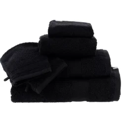 Set di 2 guanti da bagno in cotone (15 x 21 cm) Timeless Nero