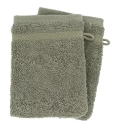 Set di 2 guanti da bagno in cotone (15 x 21 cm) Timeless Verde cachi