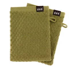 Set di 2 guanti da toilette in cotone (15 x 21 cm) Boho-chic Verde oliva