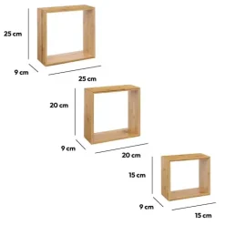 ATMOSPHERA Mensole-Set di 3 mensole cubo Fixy Bambù Naturale