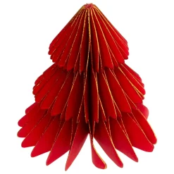 JJA Decorazione Da Tavola-Set di 2 mini Alberi decorativi (H6 cm) in carta magnetica Rossa