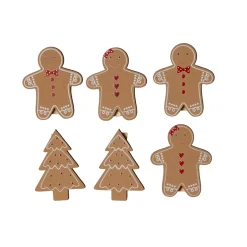CHRISTMAS DREAM Decorazione Da Tavola-Set di 4 omini e 2 alberi (H12 cm) Pan di zenzero in