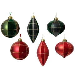 KAEMINGK Palline Di Natale-Set di 12 ornamenti di Natale in vetro (D80 mm) Velluto Rosso e