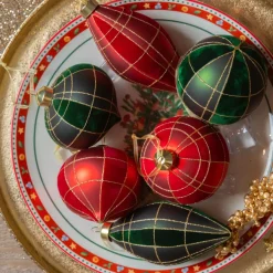 KAEMINGK Palline Di Natale-Set di 12 ornamenti di Natale in vetro (D80 mm) Velluto Rosso e