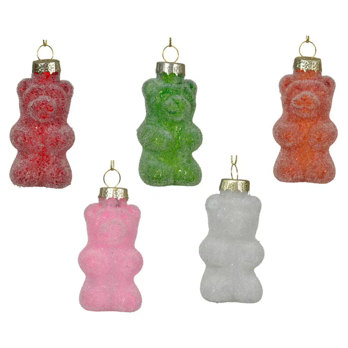 KAEMINGK Addobbi Natalizi-Set di 5 Orsacchiotti in vetro (H8 cm) Caramelle Golosità