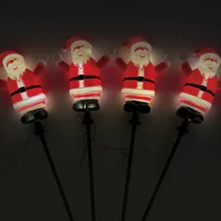 CHRISTMAS DREAM Oggetti Decorativi E Illuminati|Decorazioni E Oggetti Natalizi-Set di 4 paletti da giardino solari (H40 cm) Babbo Natale luminoso Bianco caldo