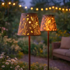 #N/A Luci Per Esterno-Set di 2 paletti da giardino solari LED (H58 cm) Floreale rustico