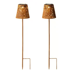 #N/A Luci Per Esterno-Set di 2 paletti da giardino solari LED (H58 cm) Floreale rustico