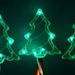 KOOPMAN Oggetti Decorativi E Illuminati-Set di 5 paletti luminosi con pile 45 LED (H44 cm) Abeti Candy