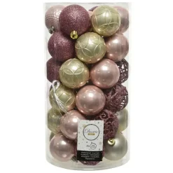 KAEMINGK Palline Di Natale-Set di 37 palline di Natale Alpine Rosa cipria