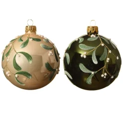 KAEMINGK Palline Di Natale-Set di 6 palline di Natale di vetro (D80 mm) Fiori agrifoglio
