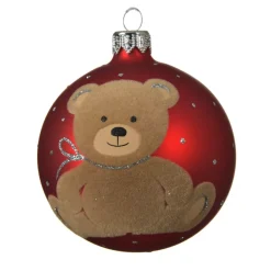 KAEMINGK Palline Di Natale-Set di 6 palline di Natale di vetro (D80 mm) Teddy