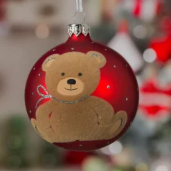 KAEMINGK Palline Di Natale-Set di 6 palline di Natale di vetro (D80 mm) Teddy