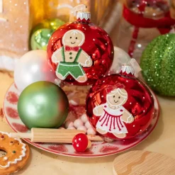 KAEMINGK Palline Di Natale-Set di 6 palline di Natale di vetro (D80 mm) Biscottino