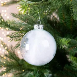 KAEMINGK Palline Di Natale-Set di 4 palline di Natale di vetro (D70 mm) Piume