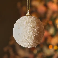KAEMINGK Palline Di Natale-Set di 12 palline di Natale (D80 mm) Altesse perlata Bianco Lana