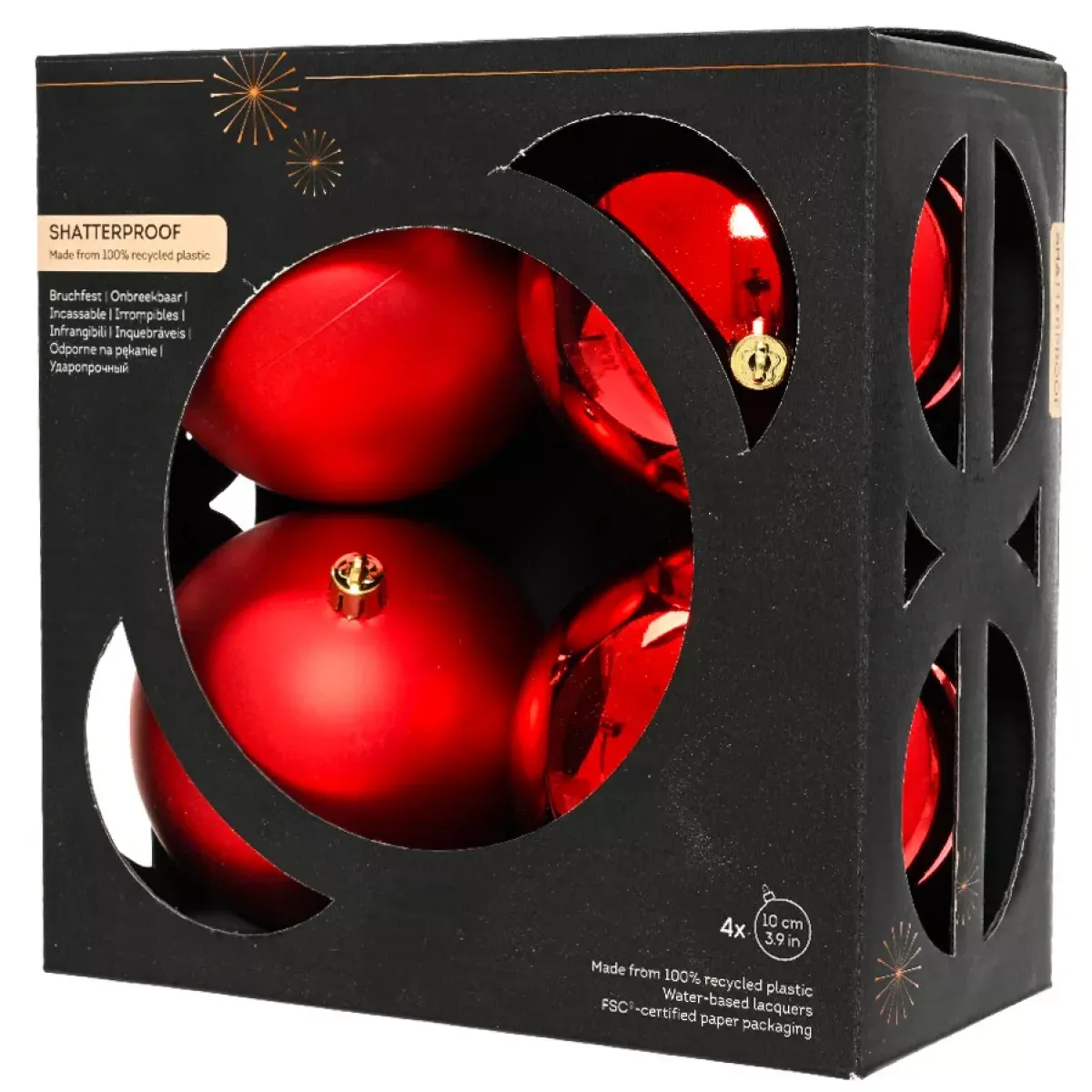 EMINZA Palline Di Natale-Set di 4 palline di Natale (D100 mm) Aravis