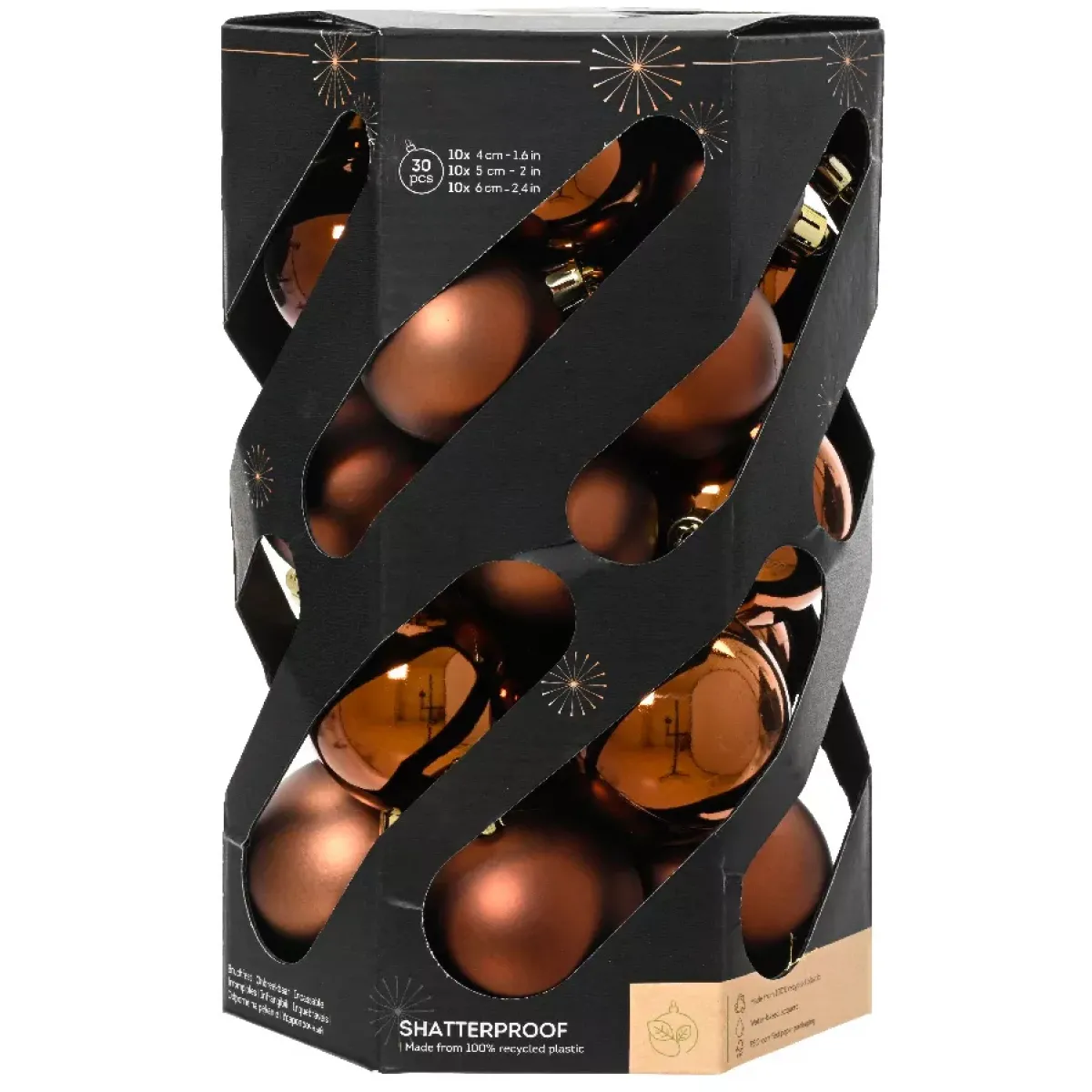 KAEMINGK Palline Di Natale-Set di 30 palline di Natale (D60 mm) Aravis Marrone