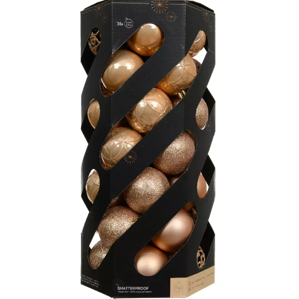 KAEMINGK Palline Di Natale-Set di 35 palline di Natale (D60 mm) Aravis mix Pesca