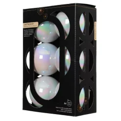 KAEMINGK Palline Di Natale-Set di 6 palline di Natale (D80 mm) Aravis Bianco iridescente
