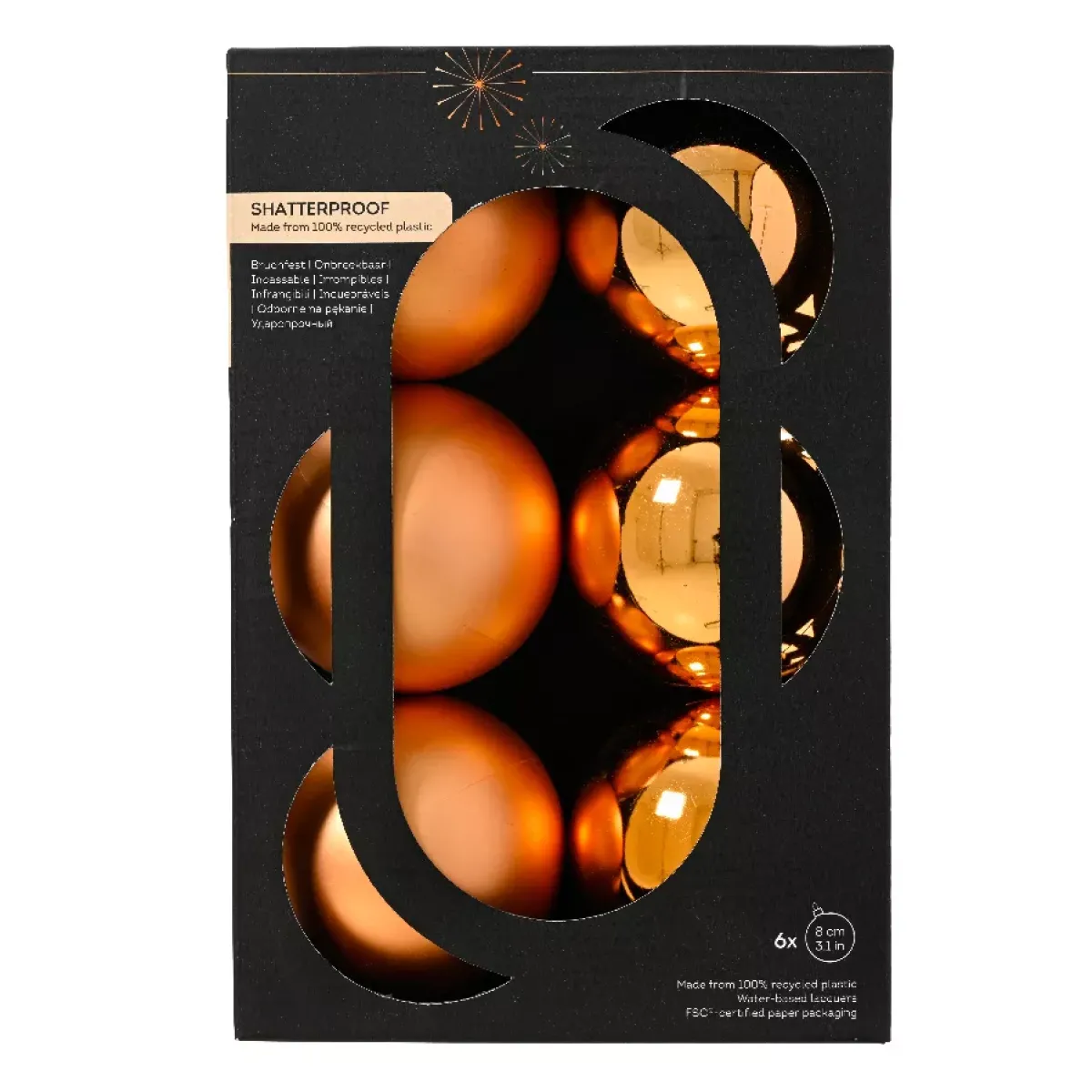 KAEMINGK Palline Di Natale-Set di 6 palline di Natale (D80 mm) Aravis