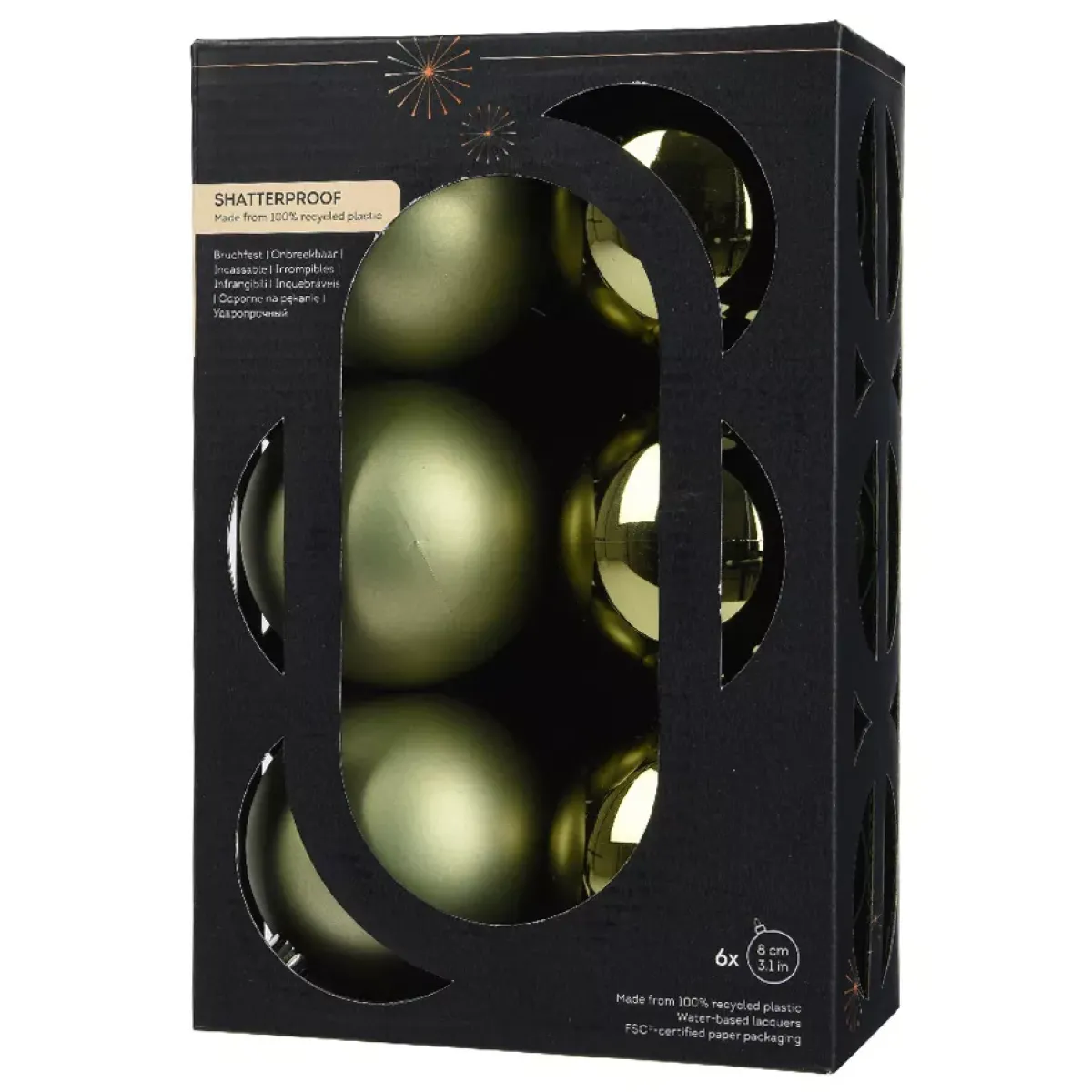 KAEMINGK Palline Di Natale-Set di 6 palline di Natale (D80 mm) Aravis