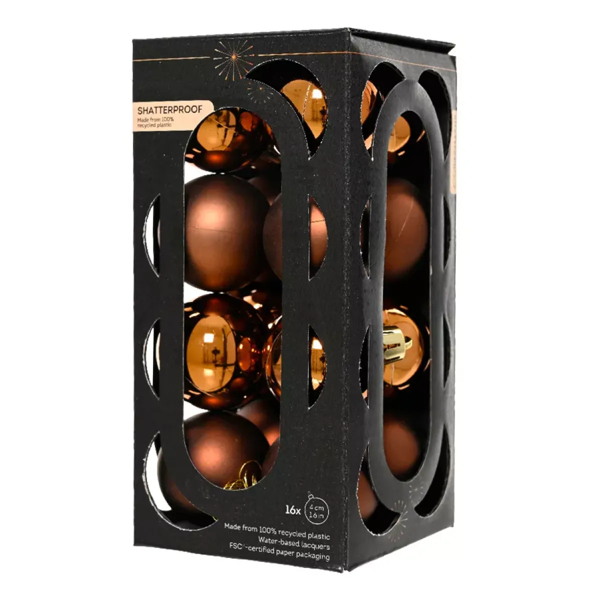 KAEMINGK Palline Di Natale-Set di 16 palline di Natale (D40 mm) Aravis Marrone