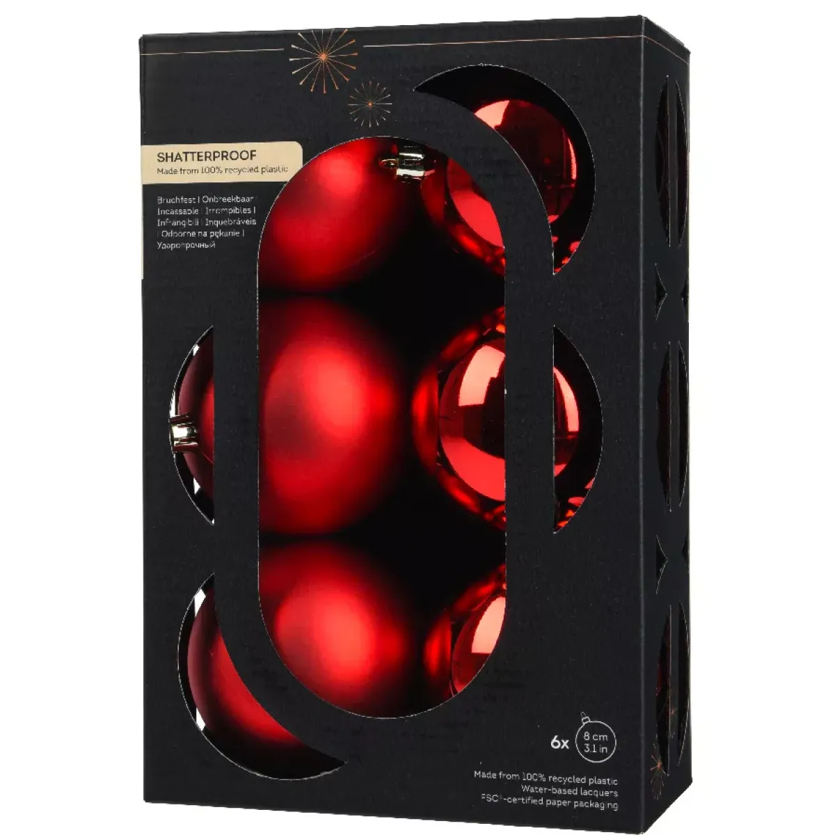 KAEMINGK Palline Di Natale-Set di 6 palline di Natale (D80 mm) Aravis