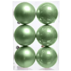 KAEMINGK Palline Di Natale-Set di 6 palline di Natale (D80 mm) Aravis Verde tè matcha