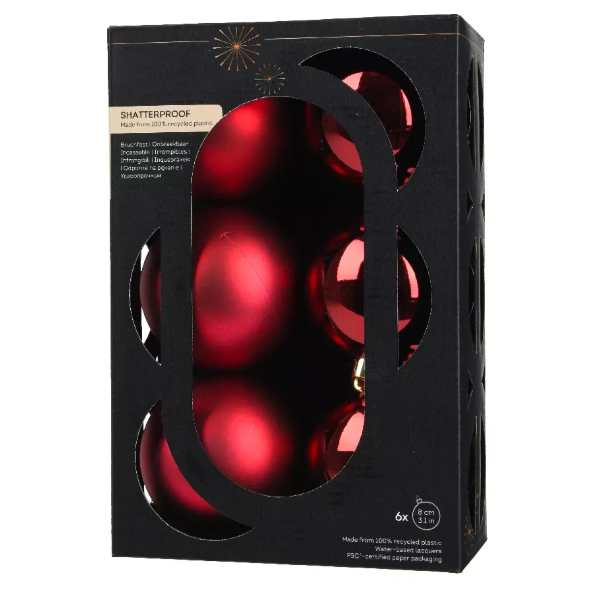 KAEMINGK Palline Di Natale-Set di 6 palline di Natale (D80 mm) Aravis