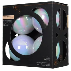 KAEMINGK Palline Di Natale-Set di 4 palline di Natale (D100 mm) Aravis Bianco iridescente