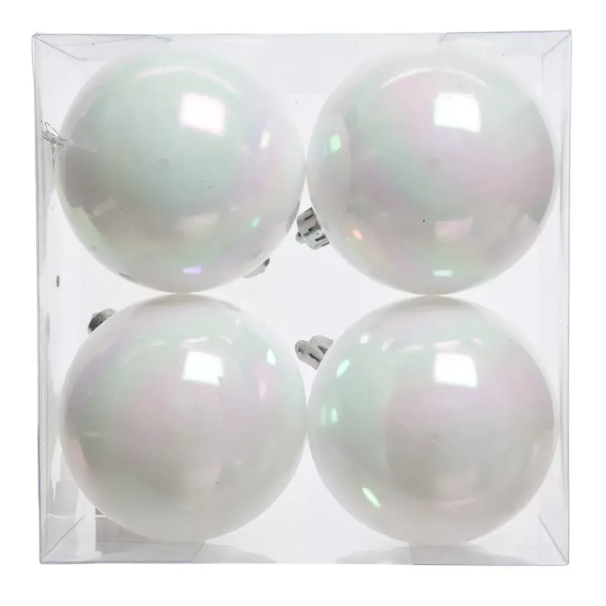 KAEMINGK Palline Di Natale-Set di 4 palline di Natale (D100 mm) Aravis Bianco iridescente