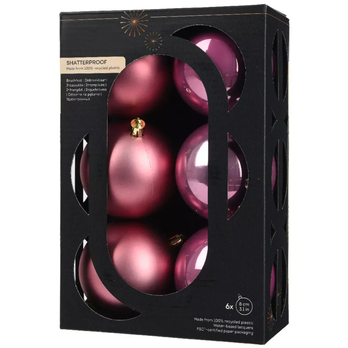 KAEMINGK Palline Di Natale-Set di 6 palline di Natale (D80 mm) Aravis