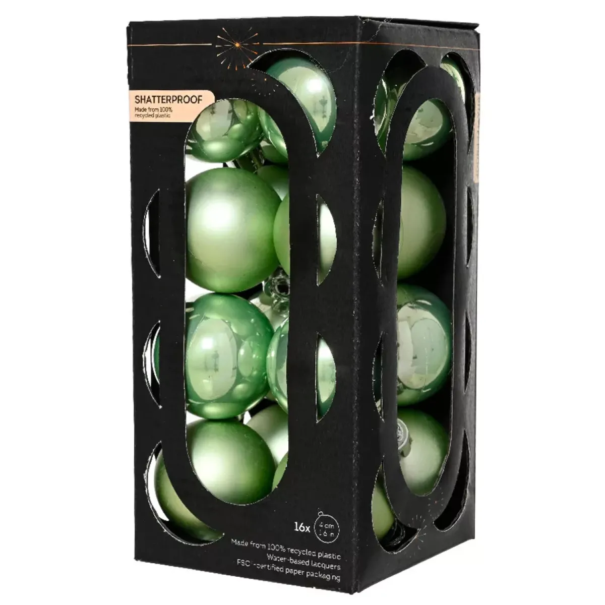KAEMINGK Palline Di Natale-Set di 16 palline di Natale (D40 mm) Aravis Verde tè matcha